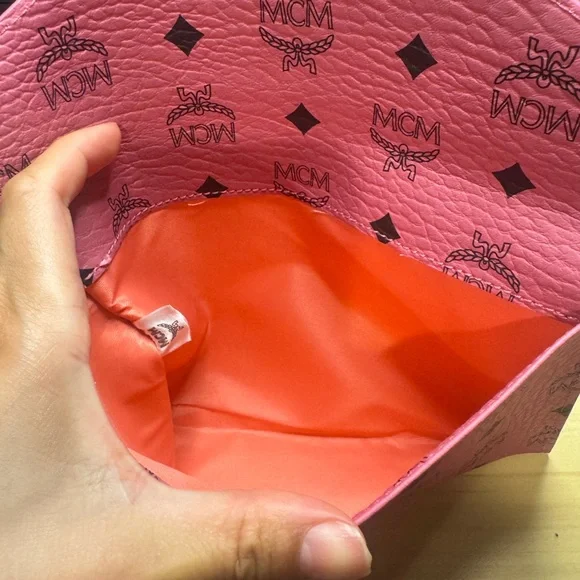 MCM Vibrant Pink Wristlet with Black Details - Picture 6 of 7